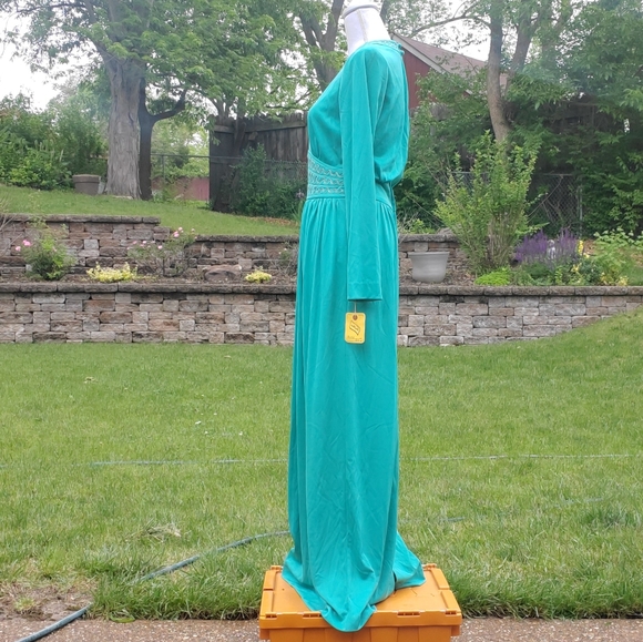 Vintage Mary Mason Green long sleeve dress 12 - Picture 10 of 11